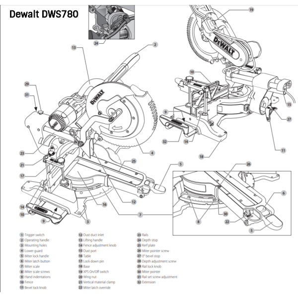 Buy Dewalt DWS780 305 mm 960 W Compound Slide Mitre Saw Online